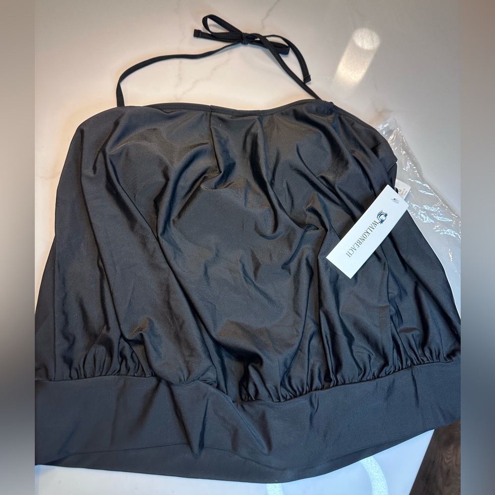 NWT Walk on beach Black Tankini Swim Top Size Medium - Picture 5 of 10